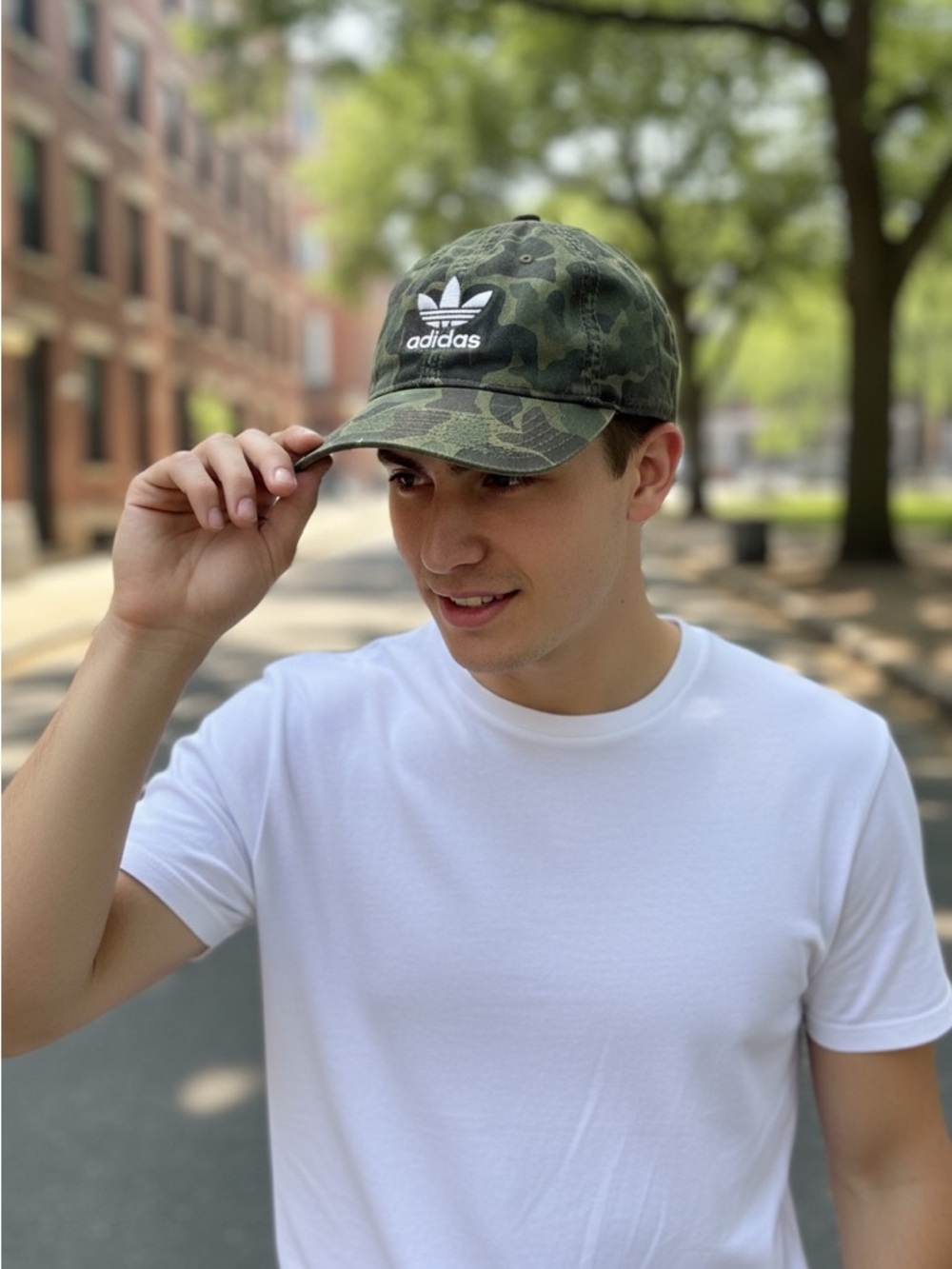 Adidas Camo Hat Trefoil Embroidery Cap Strapback Adjustable OSFM Faded